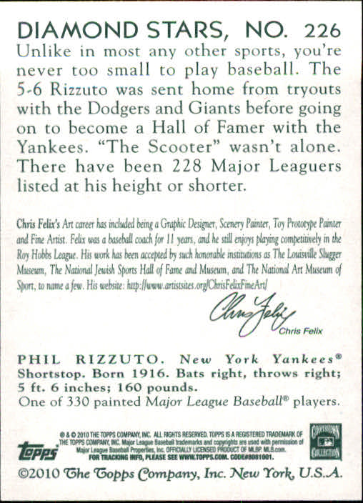 2010 Topps National Chicle #226 Phil Rizzuto back image