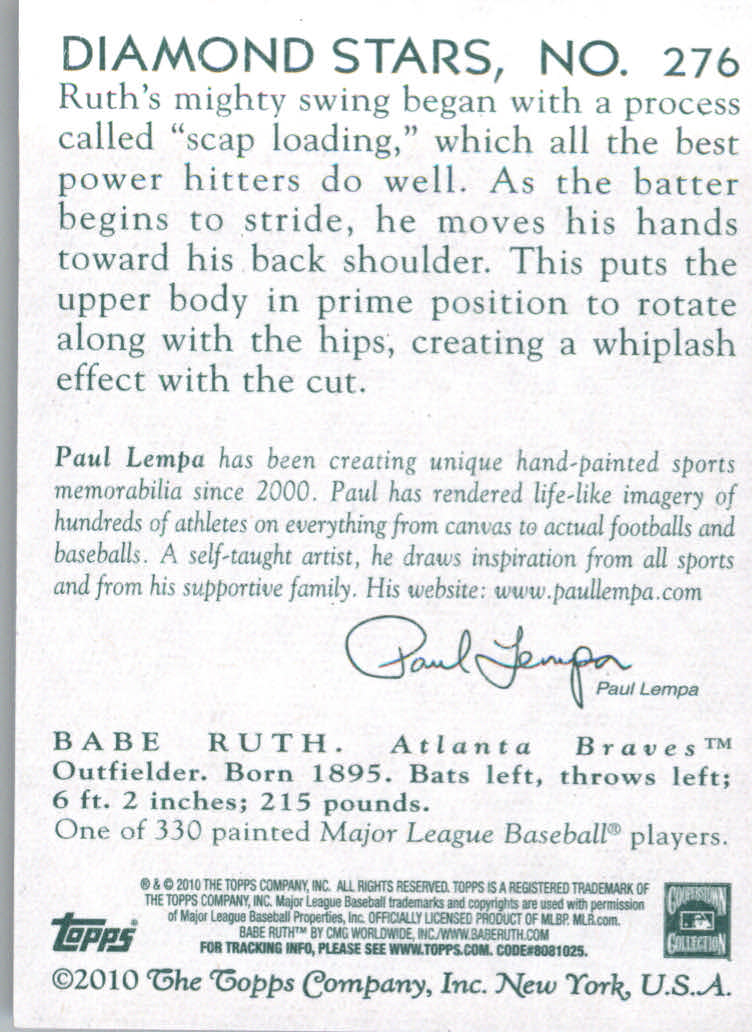 2010 Topps National Chicle #276 Babe Ruth SP back image