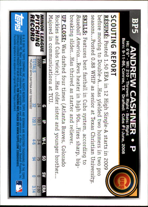 2010 Bowman Baseball "Prospects" Insert Cards #BP1 to #BP110 - Picture 11 of 221