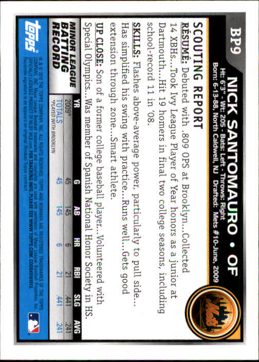 2010 Bowman Baseball "Prospects" Insert Cards #BP1 to #BP110 - Picture 19 of 221