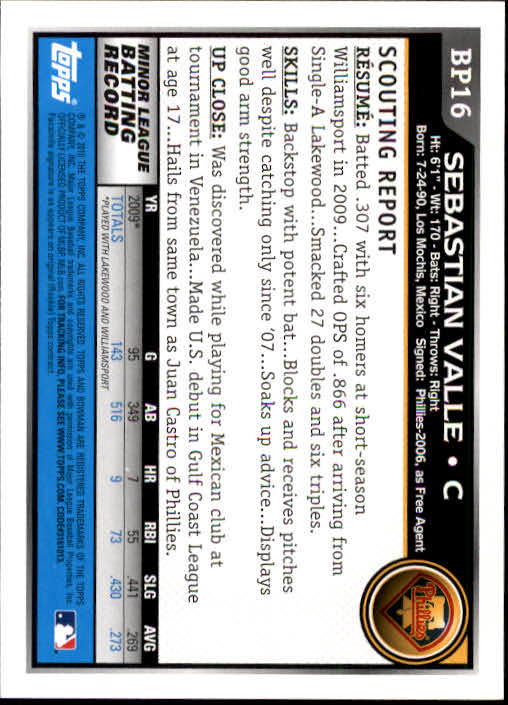2010 Bowman Baseball "Prospects" Insert Cards #BP1 to #BP110 - Picture 33 of 221