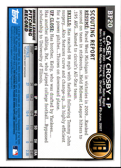 2010 Bowman Baseball "Prospects" Insert Cards #BP1 to #BP110 - Picture 41 of 221