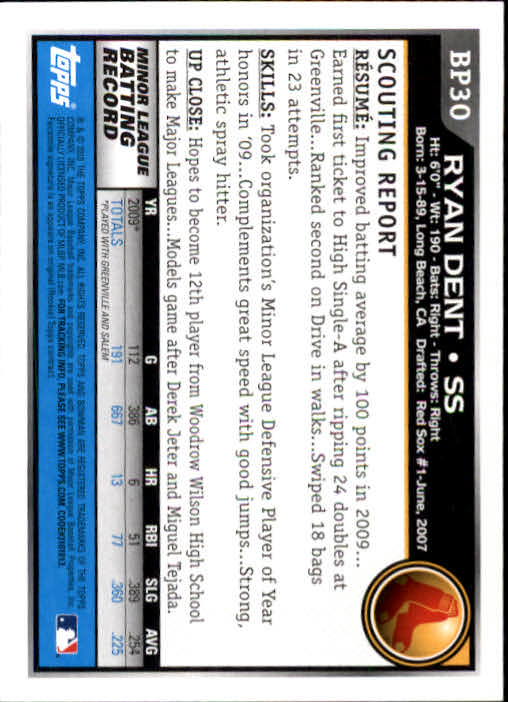 2010 Bowman Baseball "Prospects" Insert Cards #BP1 to #BP110 - Picture 61 of 221
