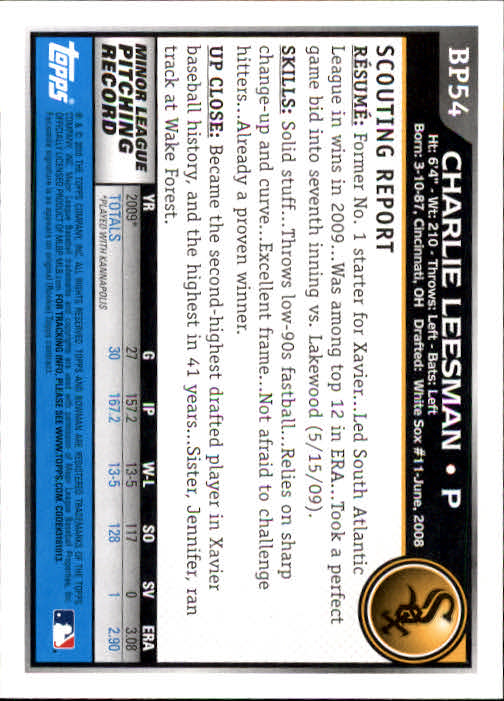 2010 Bowman Baseball "Prospects" Insert Cards #BP1 to #BP110 - Picture 109 of 221