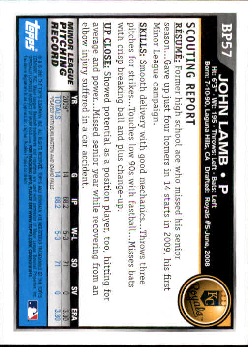 2010 Bowman Baseball "Prospects" Insert Cards #BP1 to #BP110 - Picture 115 of 221