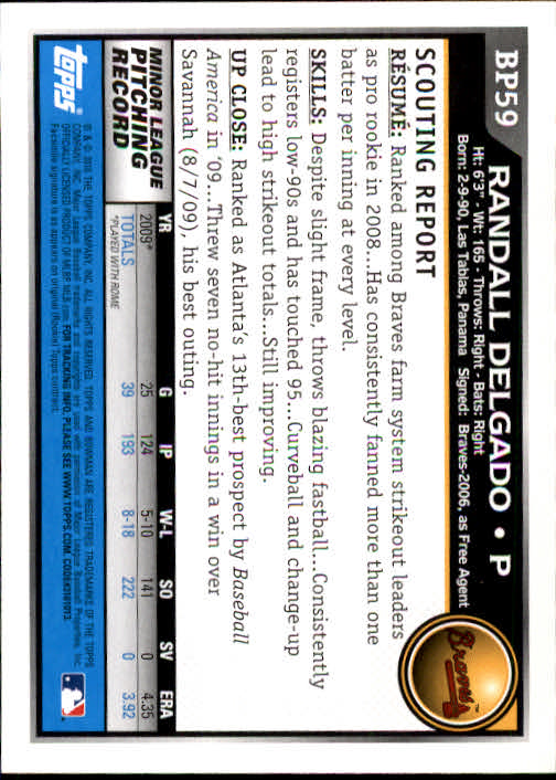 2010 Bowman Baseball "Prospects" Insert Cards #BP1 to #BP110 - Picture 119 of 221