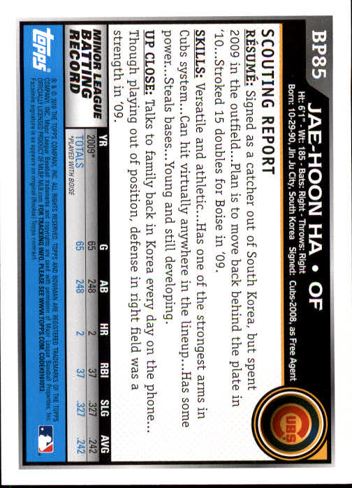 2010 Bowman Baseball "Prospects" Insert Cards #BP1 to #BP110 - Picture 171 of 221