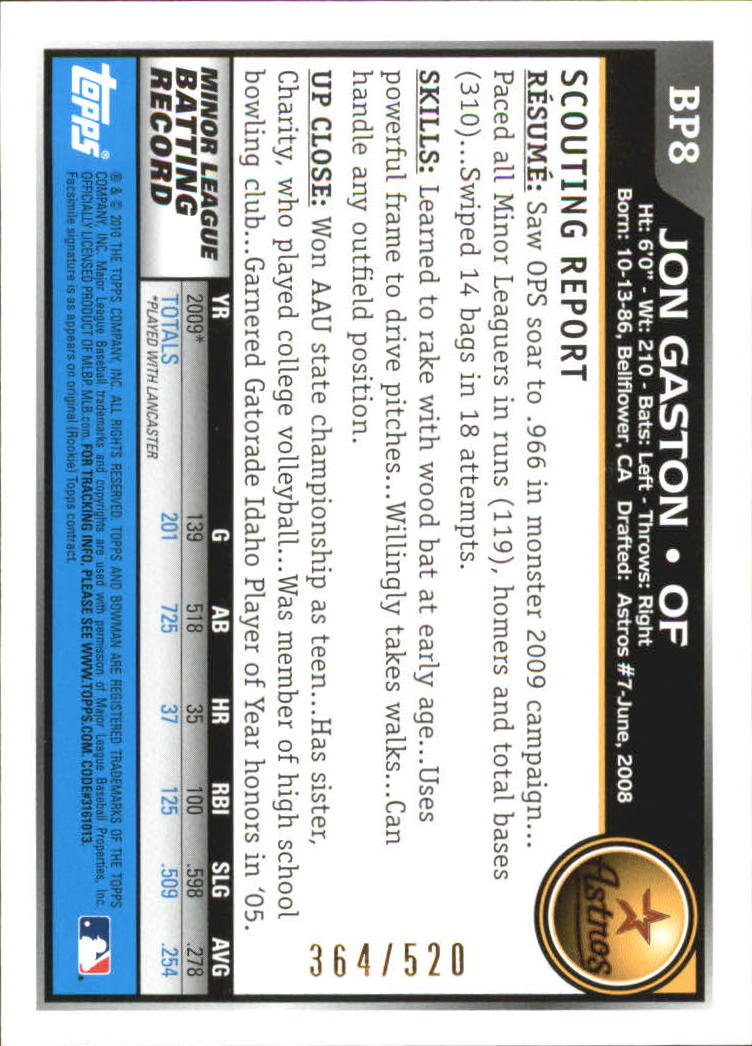 A7505- 2010 Bowman Prospects BB # S 1-110 + Einsätze -du Pick- 15 + Free US - Bild 425 von 451