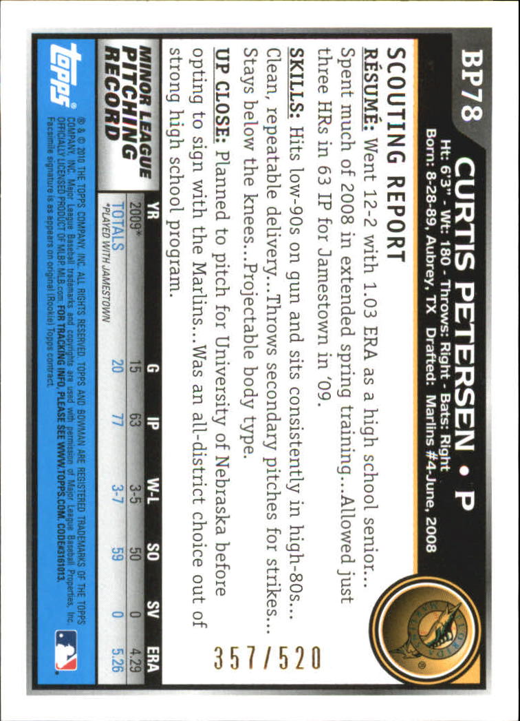 A7505- 2010 Bowman Prospects BB # S 1-110 + Einsätze -du Pick- 15 + Free US - Bild 443 von 451