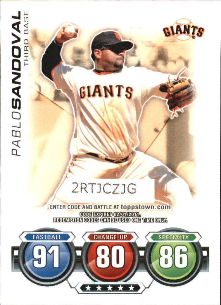 2010 Topps Series 2 Attax Code Cards #20 Pablo Sandoval