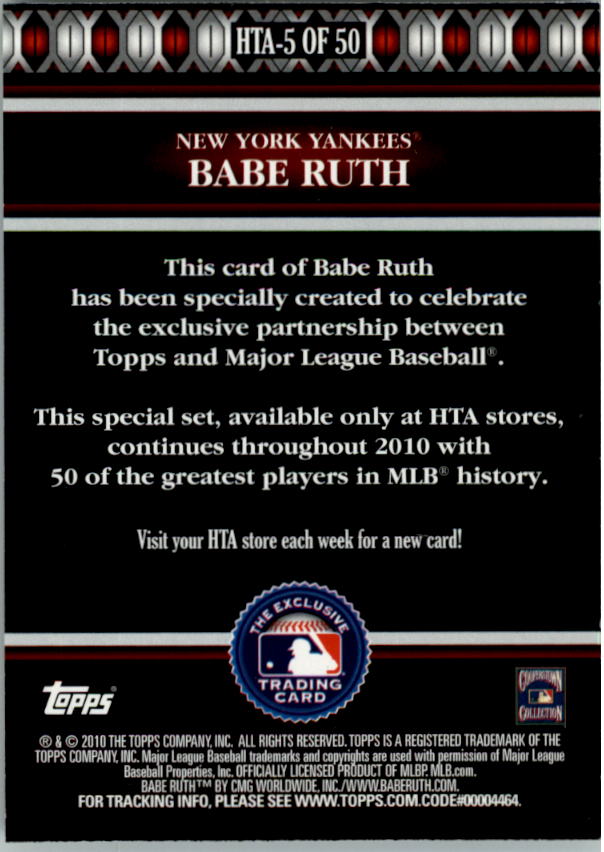2010 Topps Logoman HTA #5 Babe Ruth back image