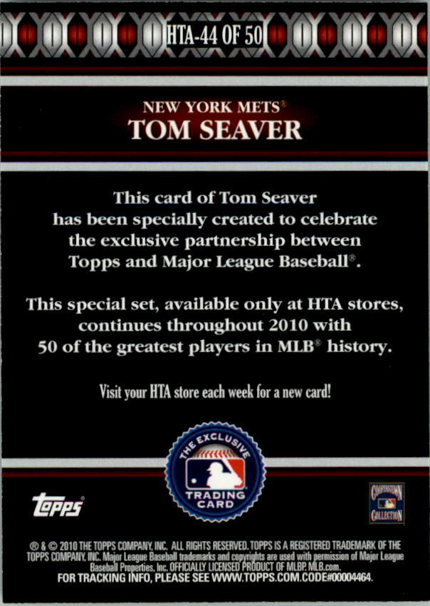 2010 Topps Logoman HTA #44 Tom Seaver back image