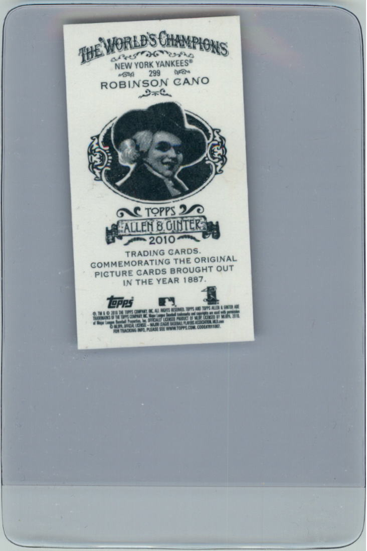 2010 Topps Allen and Ginter Mini A and G Back #299 Robinson Cano back image