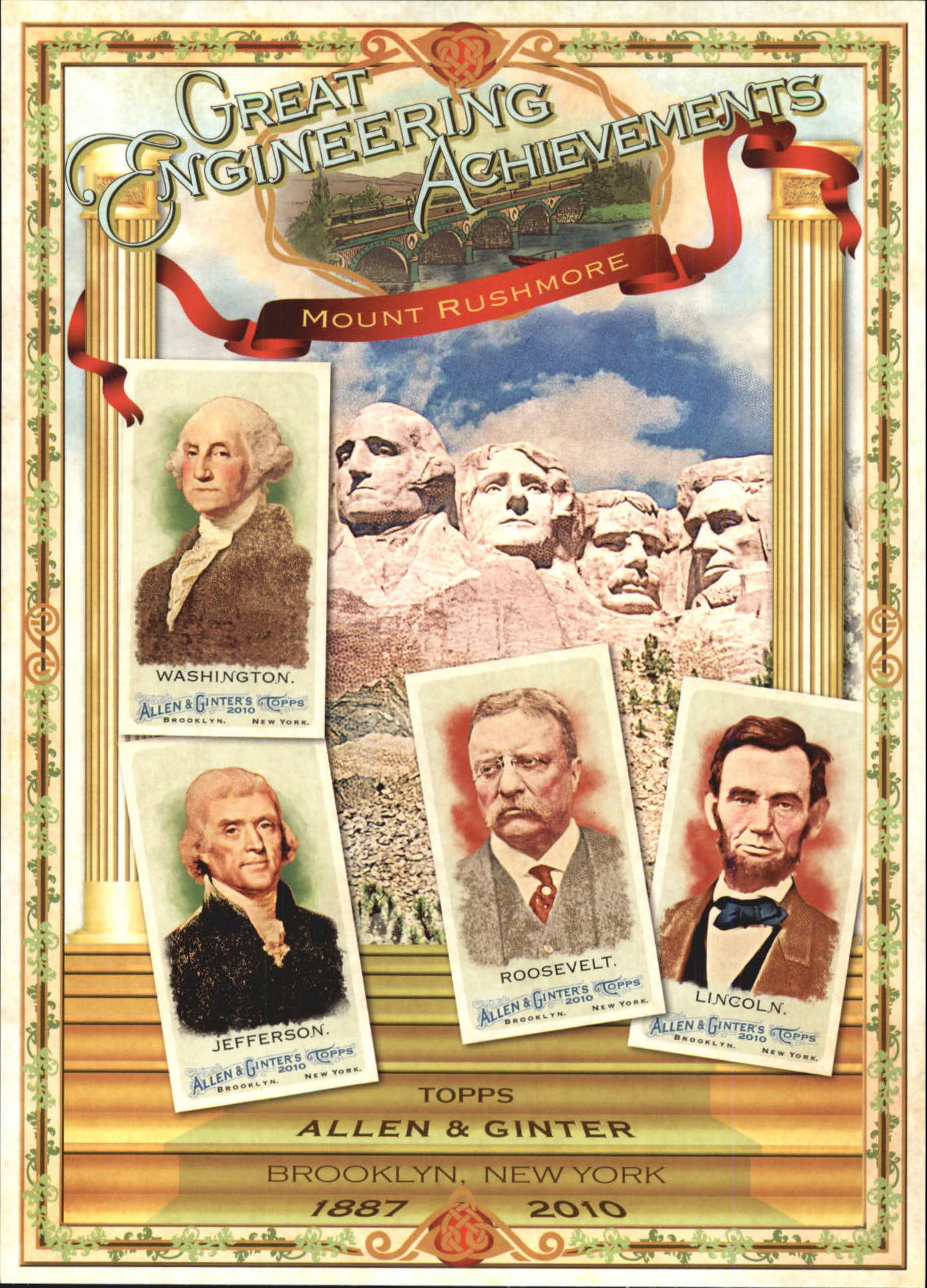 2010 Topps Allen and Ginter Cabinets #NCCB8 George Washington/Thomas Jefferson/Theodore Roosevelt/Abraham Lincoln