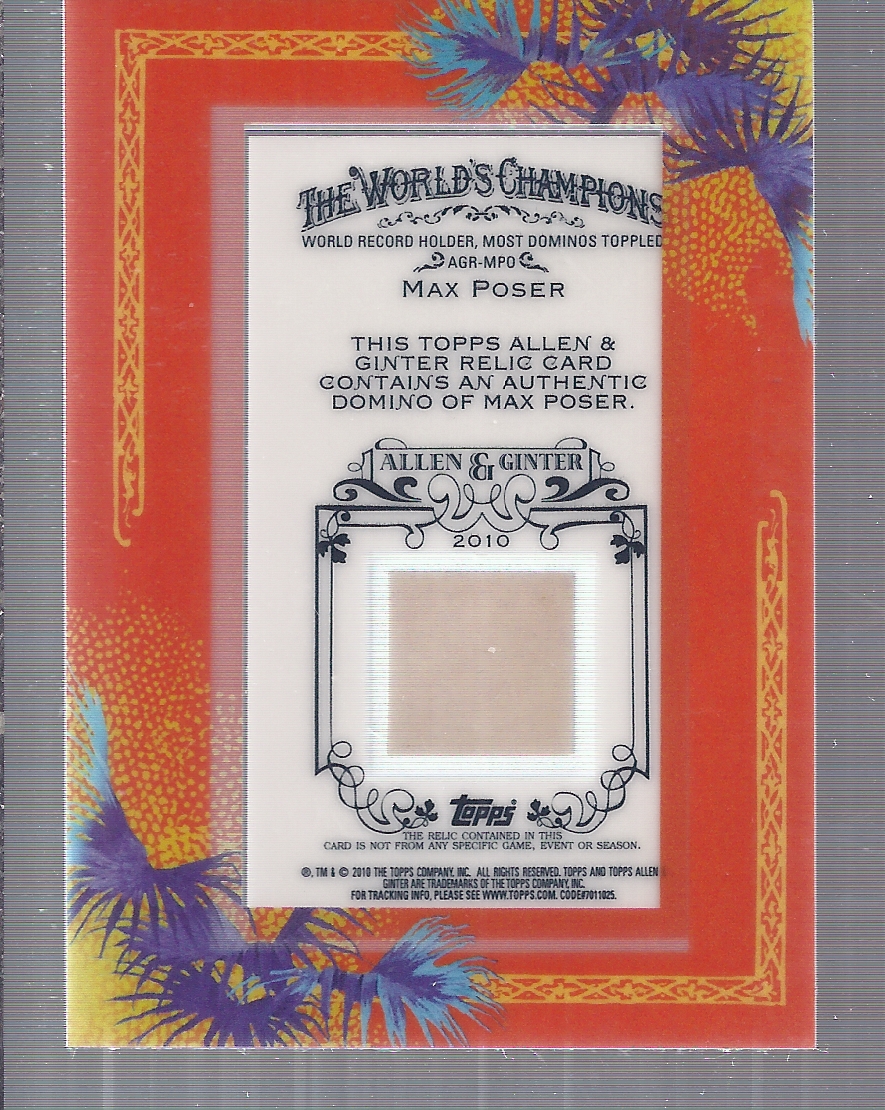 2010 Topps Allen and Ginter Relics #MPO Max Poser back image