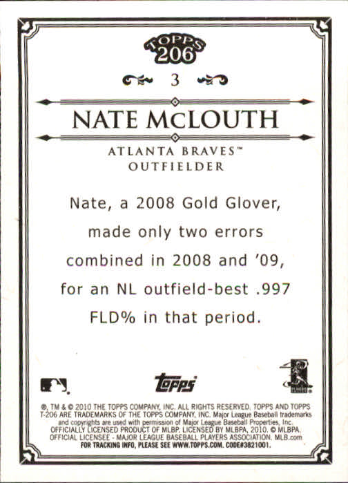 2010 Topps 206 #3 Nate McLouth back image