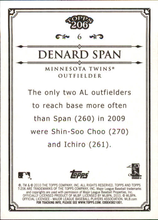2010 Topps 206 #6 Denard Span back image