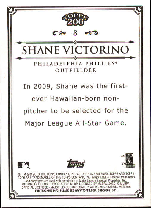2010 Topps 206 #8 Shane Victorino back image