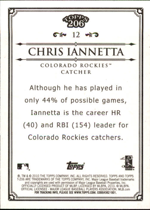 2010 Topps 206 #12 Chris Iannetta back image