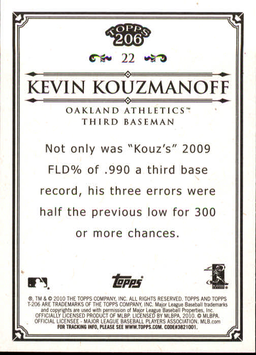 2010 Topps 206 #22 Kevin Kouzmanoff back image