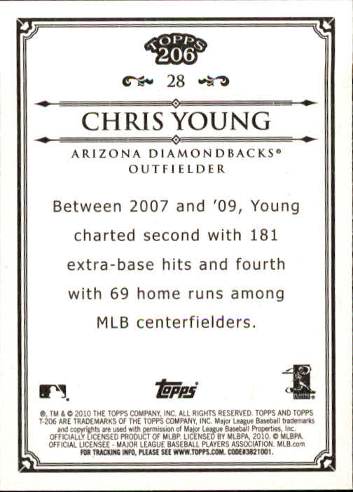 2010 Topps 206 #28 Chris Young back image