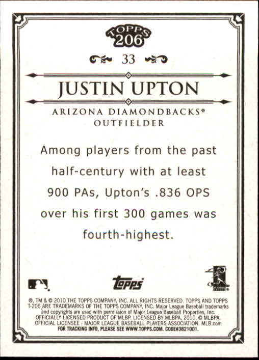2010 Topps 206 #33 Justin Upton back image