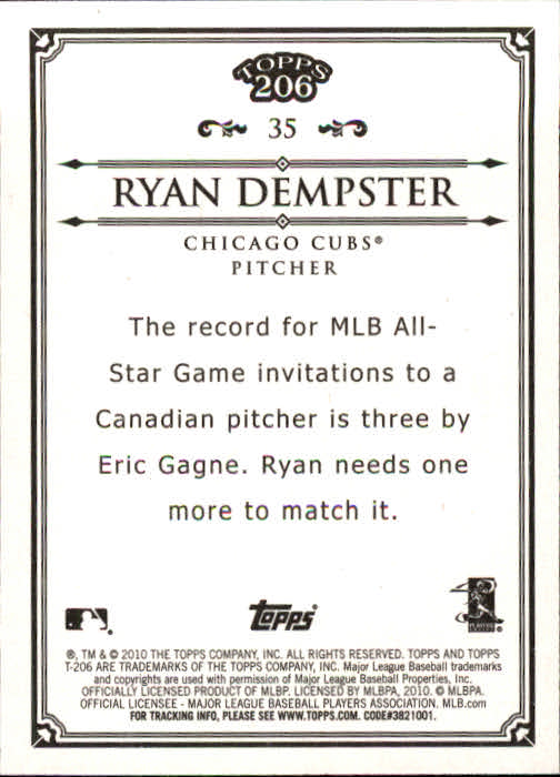 2010 Topps 206 #35 Ryan Dempster back image