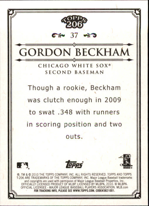 2010 Topps 206 #37 Gordon Beckham back image