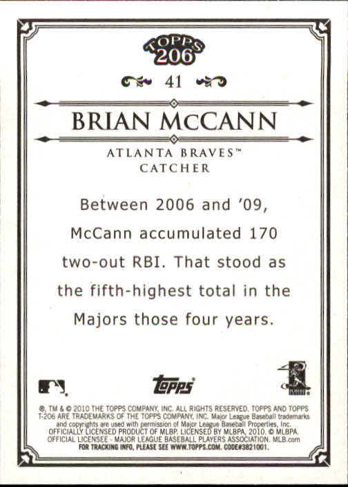 2010 Topps 206 #41 Brian McCann back image