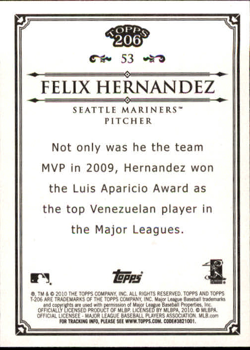 2010 Topps 206 #53 Felix Hernandez back image
