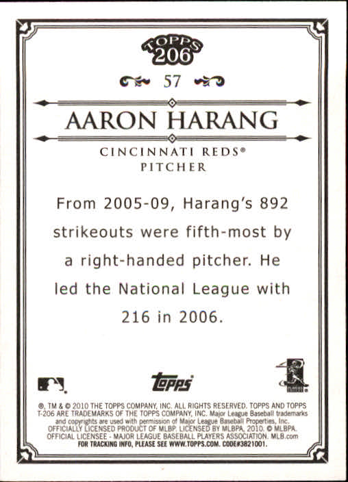 2010 Topps 206 #57 Aaron Harang back image