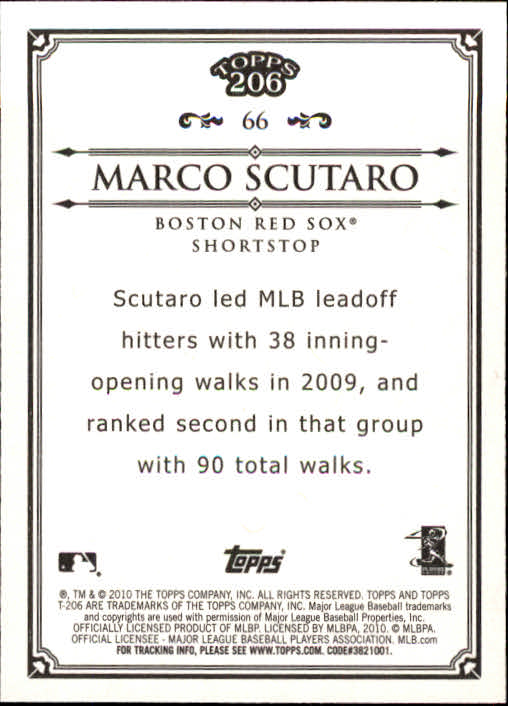 2010 Topps 206 #66 Marco Scutaro back image