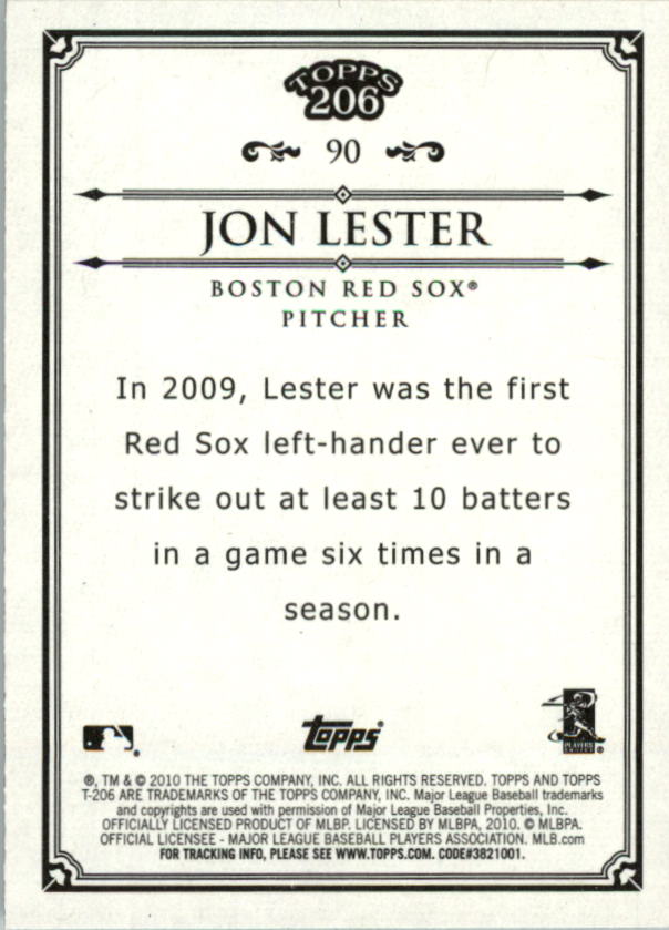 2010 Topps 206 #90 Jon Lester back image