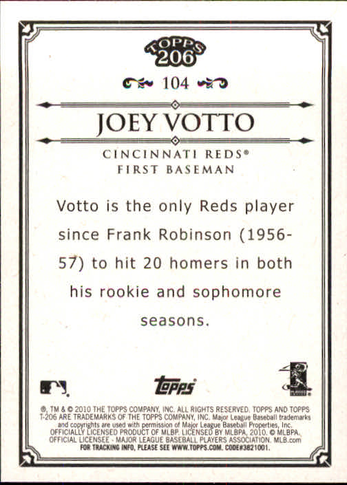2010 Topps 206 #104 Joey Votto back image