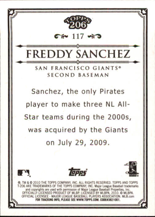2010 Topps 206 #117 Freddy Sanchez back image