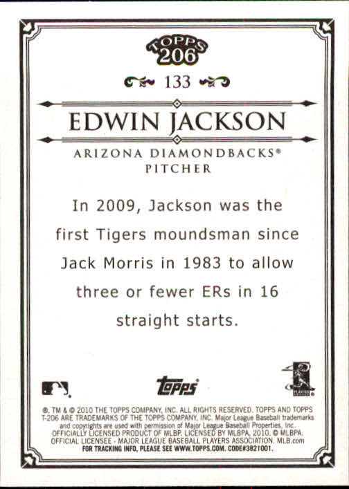 2010 Topps 206 #133 Edwin Jackson back image