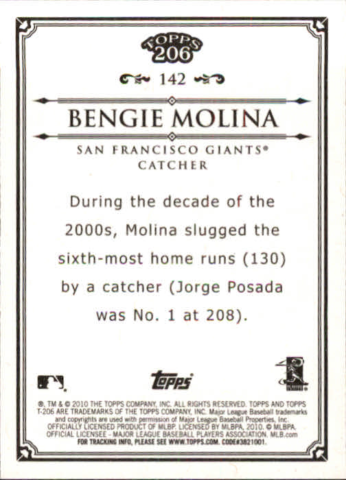 2010 Topps 206 #142 Bengie Molina back image