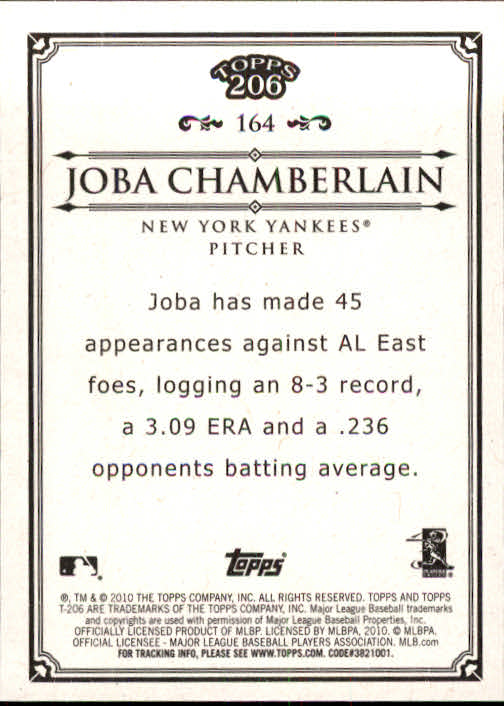 2010 Topps 206 #164 Joba Chamberlain back image