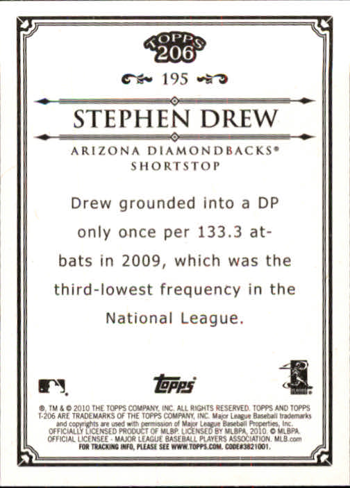 2010 Topps 206 #195 Stephen Drew back image