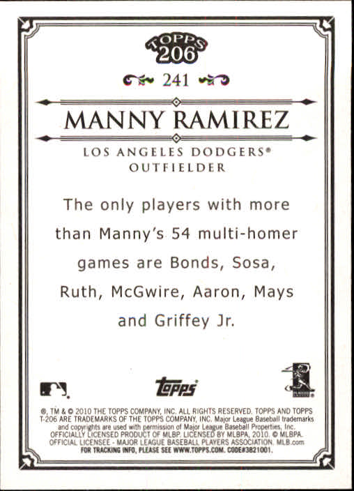 2010 Topps 206 #241 Manny Ramirez back image