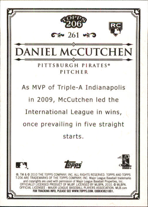2010 Topps 206 #261 Daniel McCutchen RC back image
