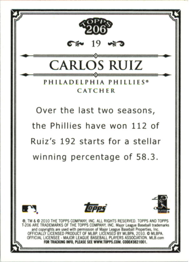 2010 Topps 206 Bronze #19 Carlos Ruiz back image