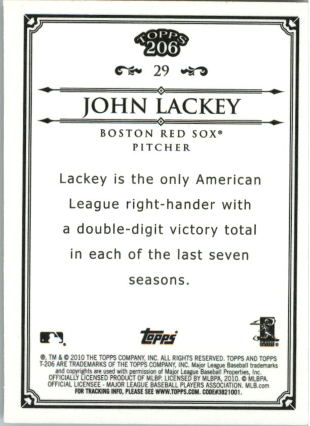 2010 Topps 206 Bronze #29 John Lackey back image
