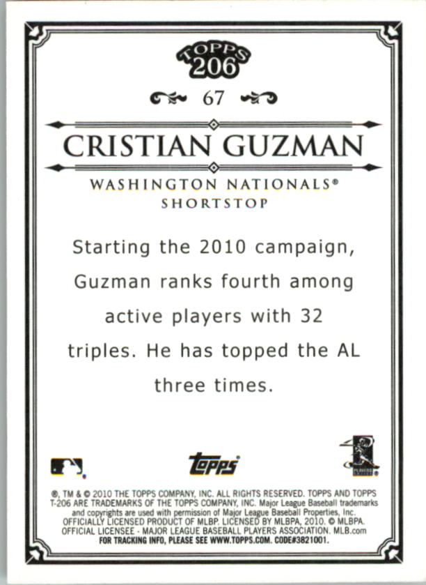 2010 Topps 206 Bronze #67 Cristian Guzman back image