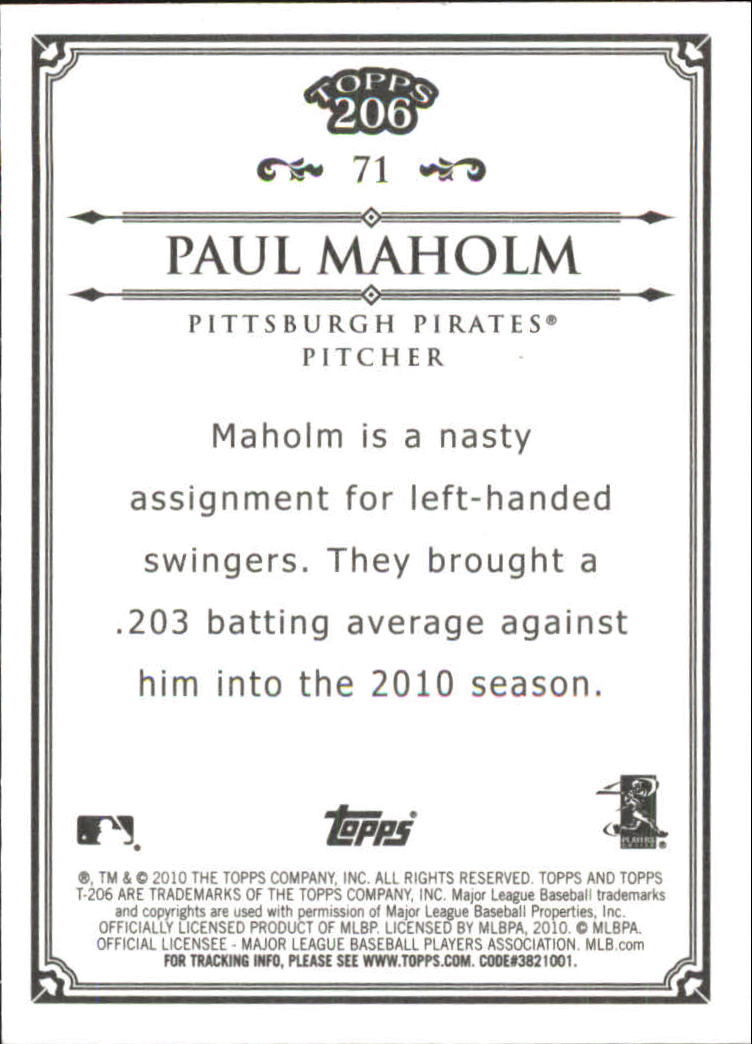 2010 Topps 206 Bronze #71 Paul Maholm back image