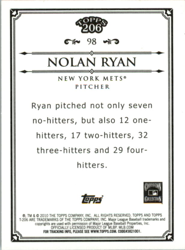 2010 Topps 206 Bronze #98 Nolan Ryan back image