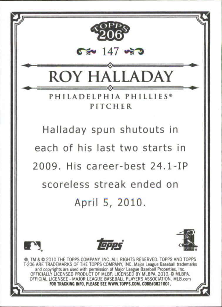2010 Topps 206 Bronze #147 Roy Halladay back image