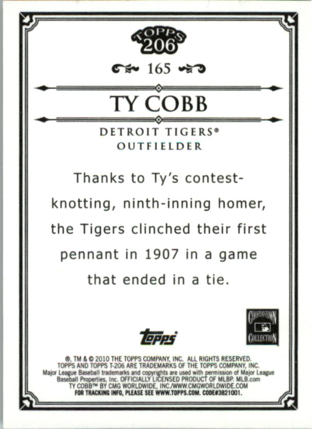 2010 Topps 206 Bronze #165 Ty Cobb back image