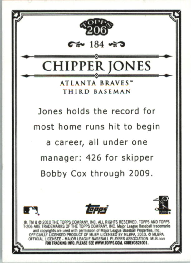 2010 Topps 206 Bronze #184 Chipper Jones back image