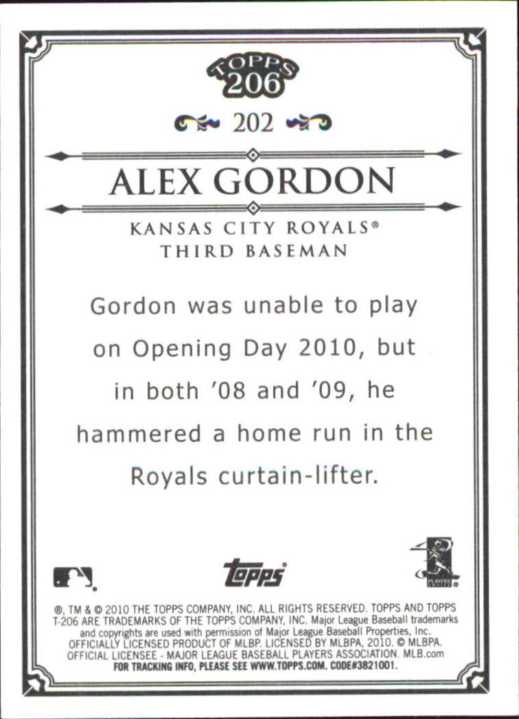 2010 Topps 206 Bronze #202 Alex Gordon back image